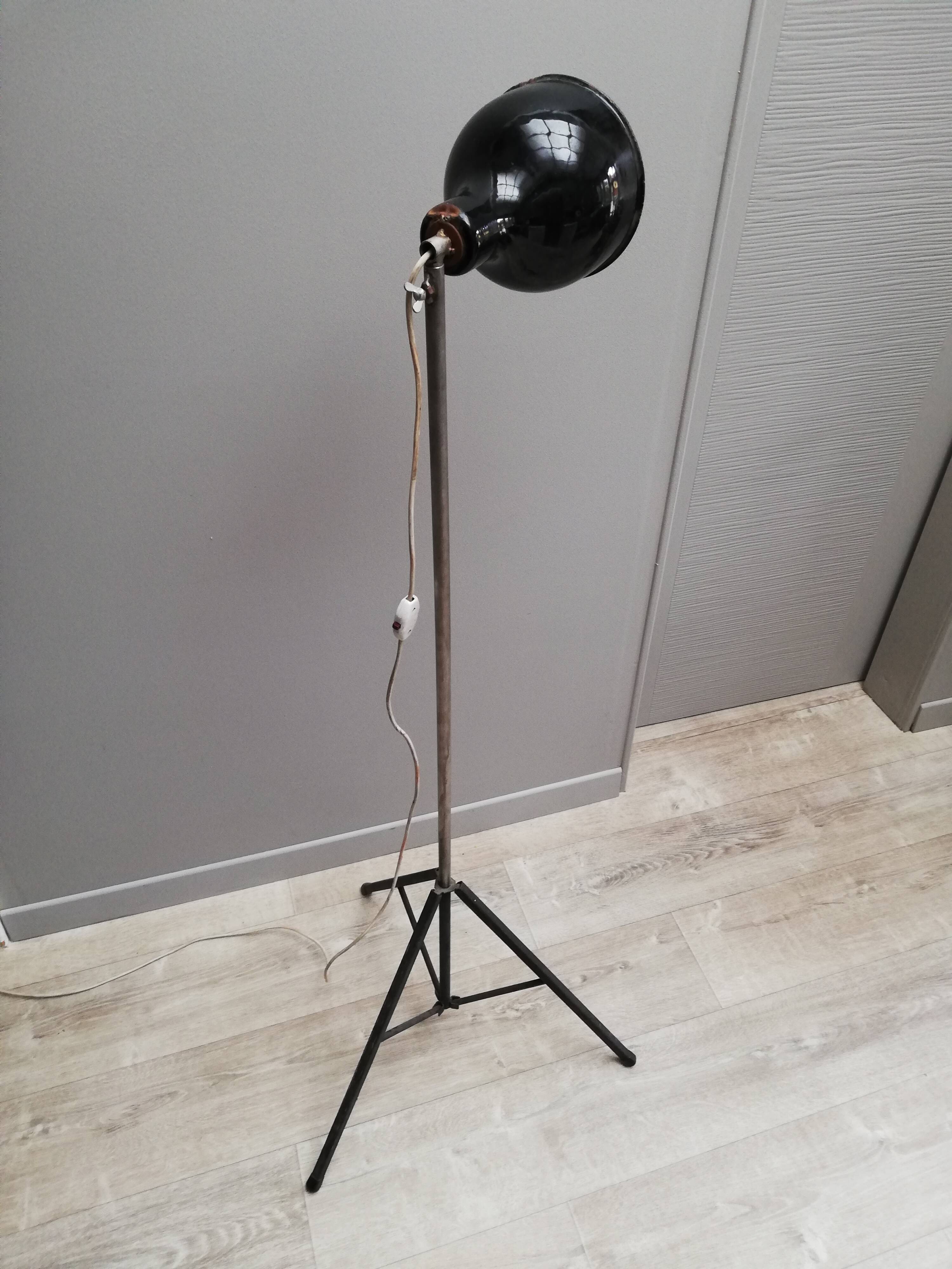 Lamp projector tripod enamelled workshop design 138 cm