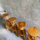 Vintage tripod workshop stool in pitchpin with height-adjustable screws