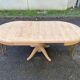 Renovated round extendable dining table with a central wooden leg, 110-210cm.
