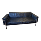 Vintage Black Leather and Chrome Sofa
