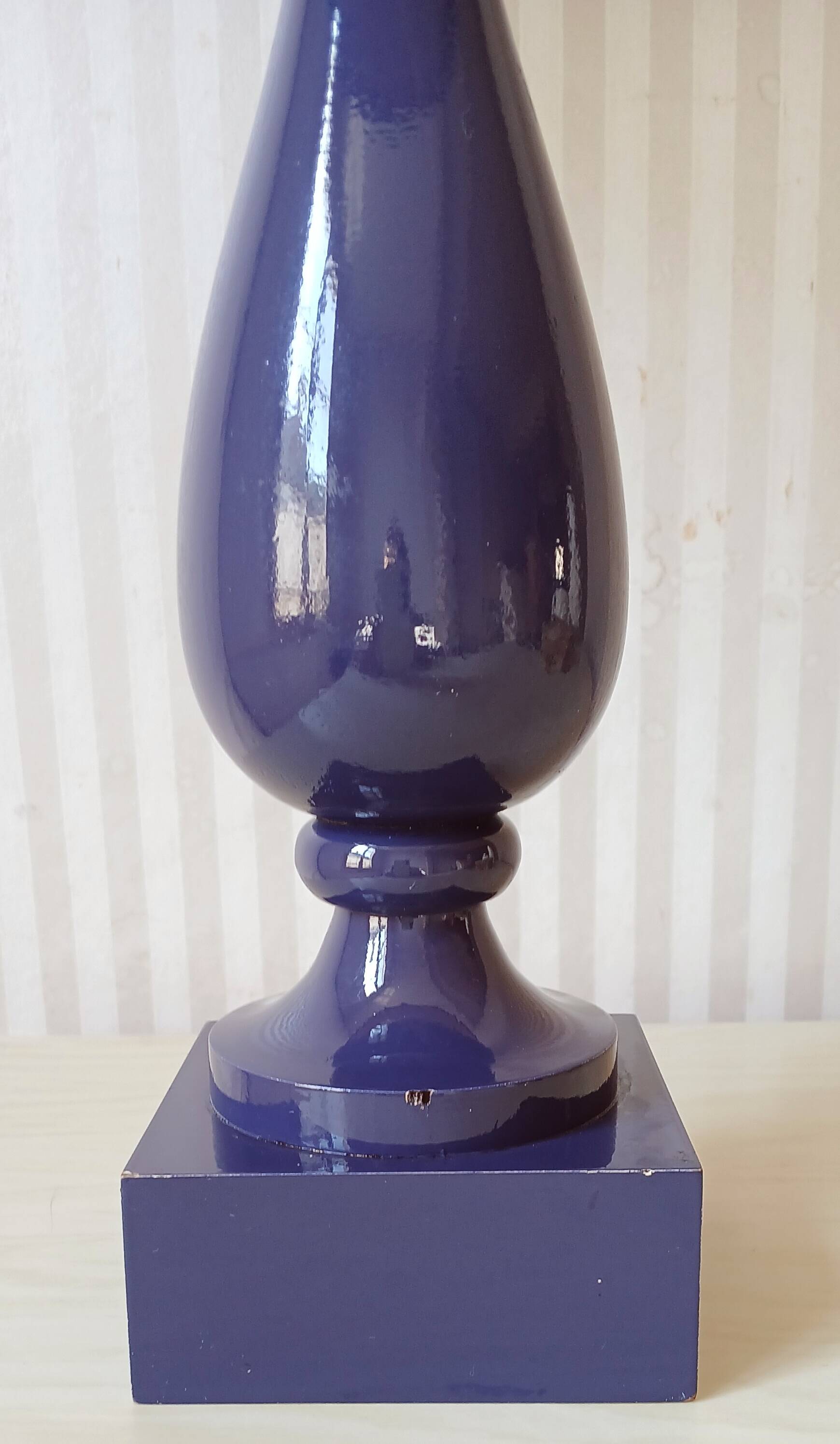 "Violet blue" lamp by Philippe Capelle, original lampshade, circa 1950