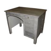 Desk painted in patinated grey and matte varnish circa 1940