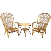 Vintage Set Rattan Chairs Armchairs Table Boho Design Sixties
