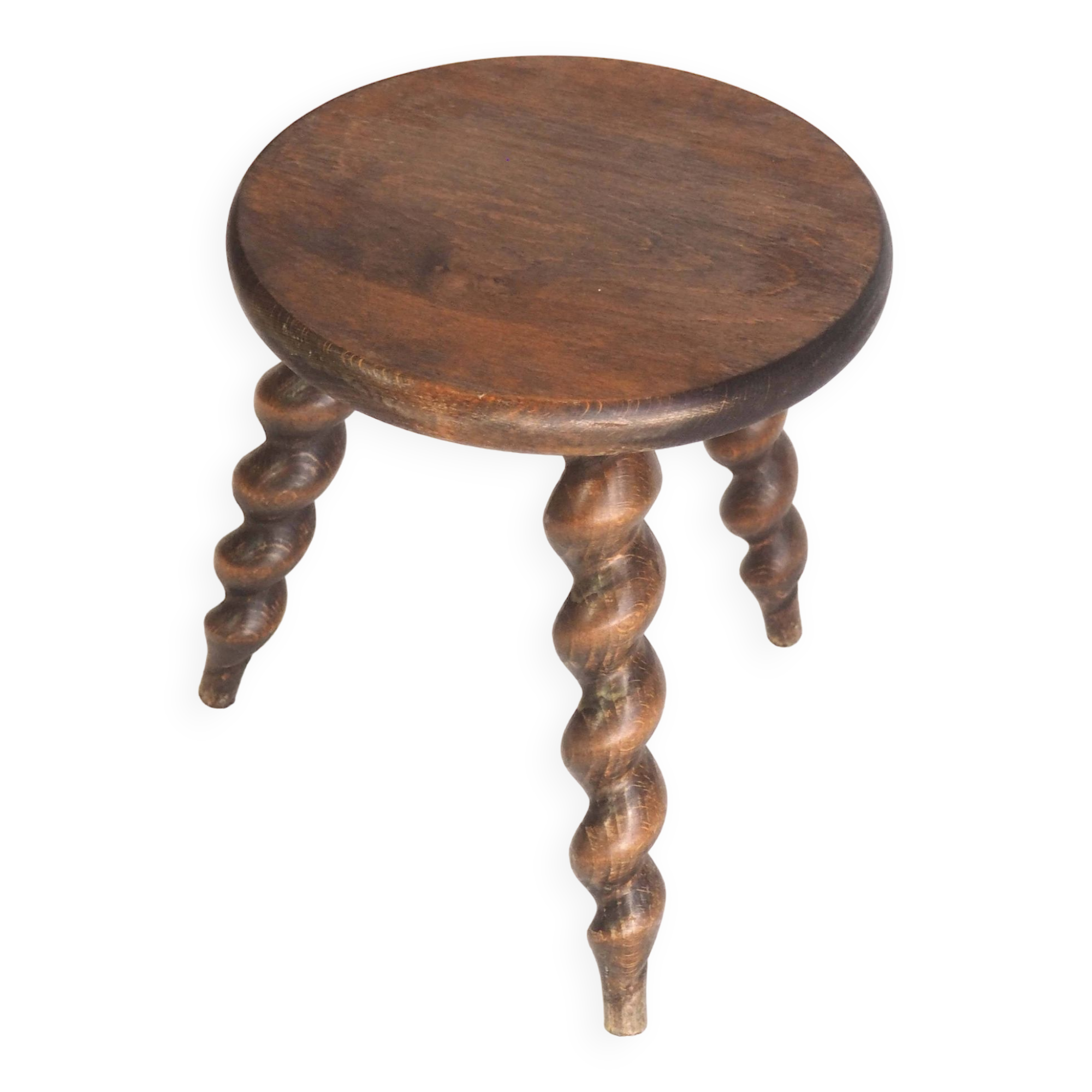 Spiral leg tripod stool