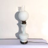 Electrified opaline glass kerosene lamp
