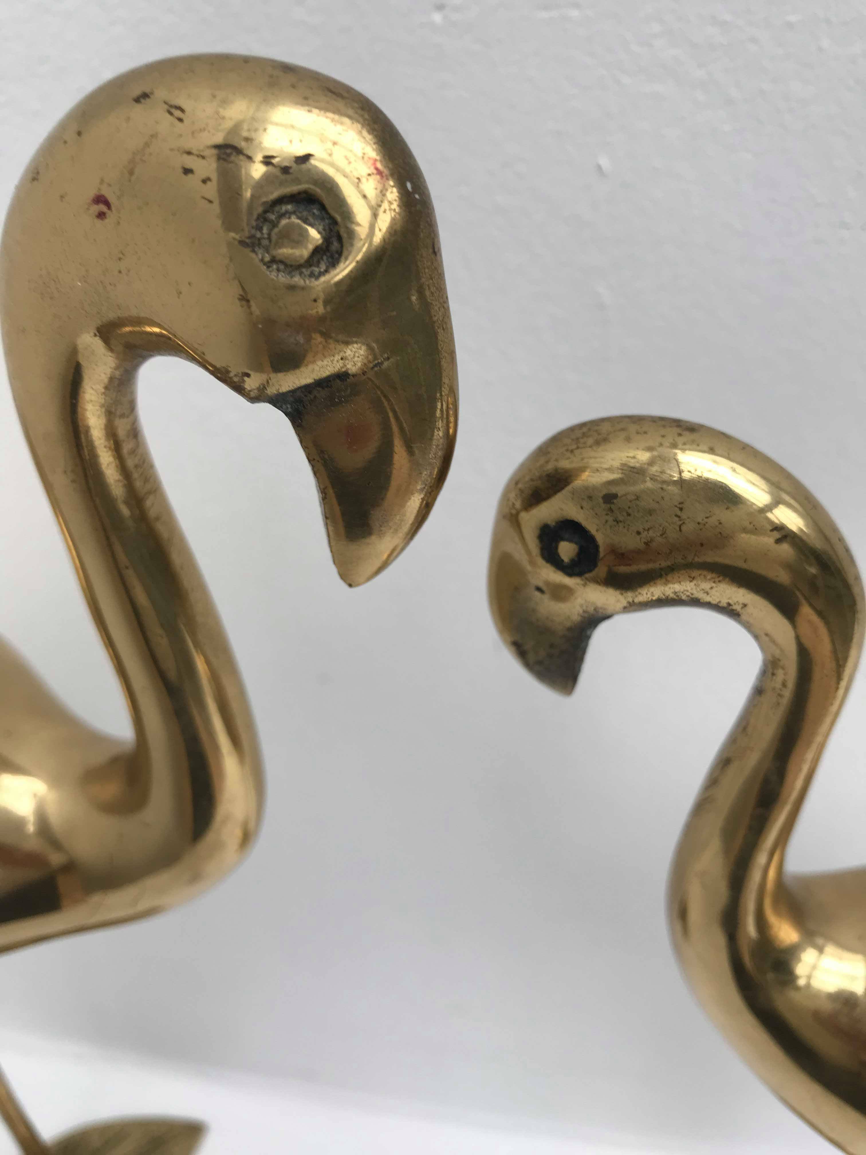 Pair brass 50s herons