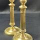 Pair of 19th century gilt bronze candlesticks with fluted shafts, Restoration