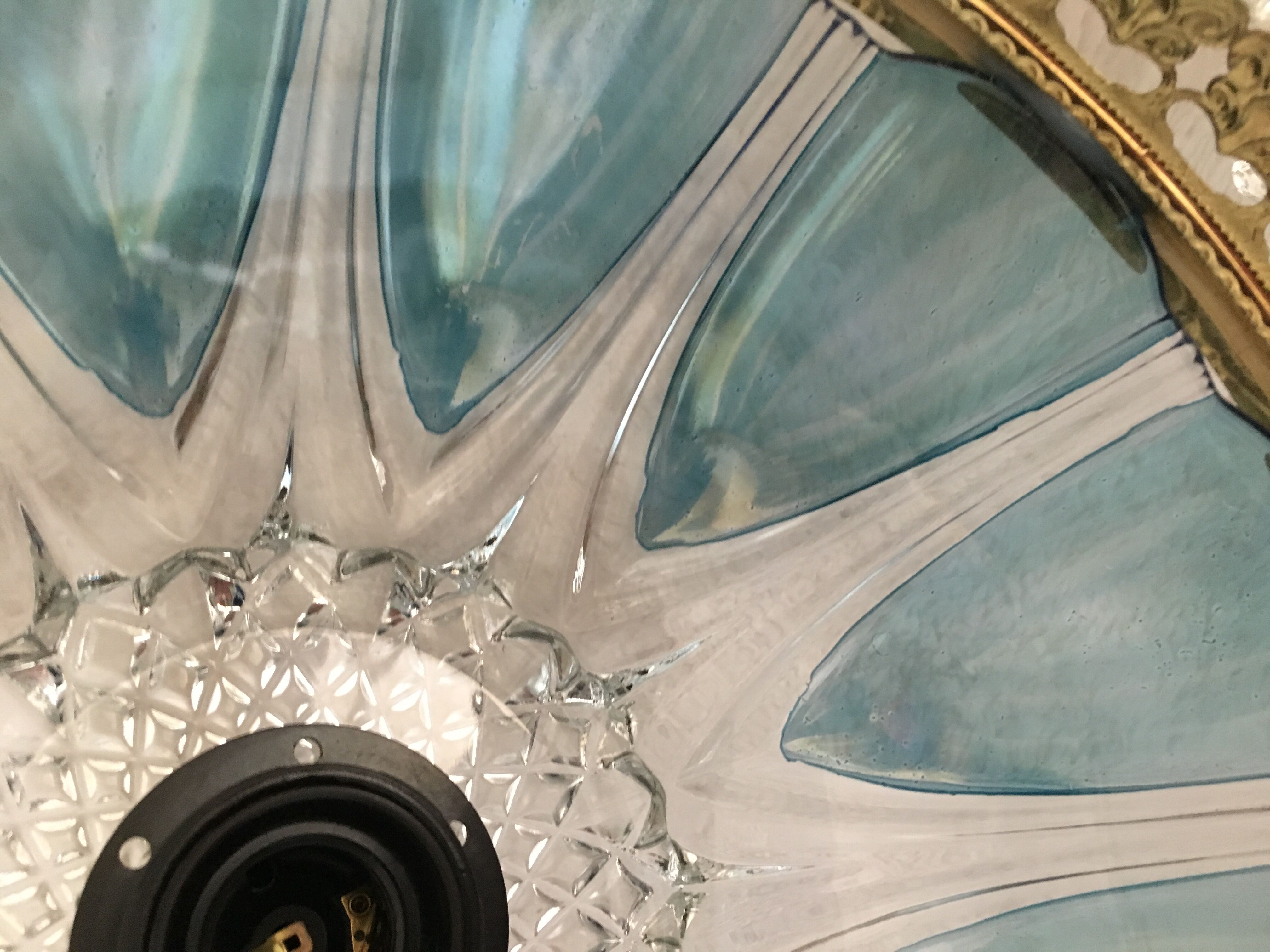 Glass chandelier Blues shabby chic has tassels