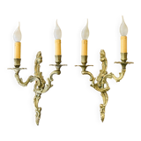 Louis XV gilt bronze wall lights with curved branches