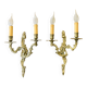 Louis XV style wall sconces in gilt bronze with undulating arms
