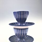 Set of 2 cups of eggs in blue Vallauris ceramic by Robert Picault 1950