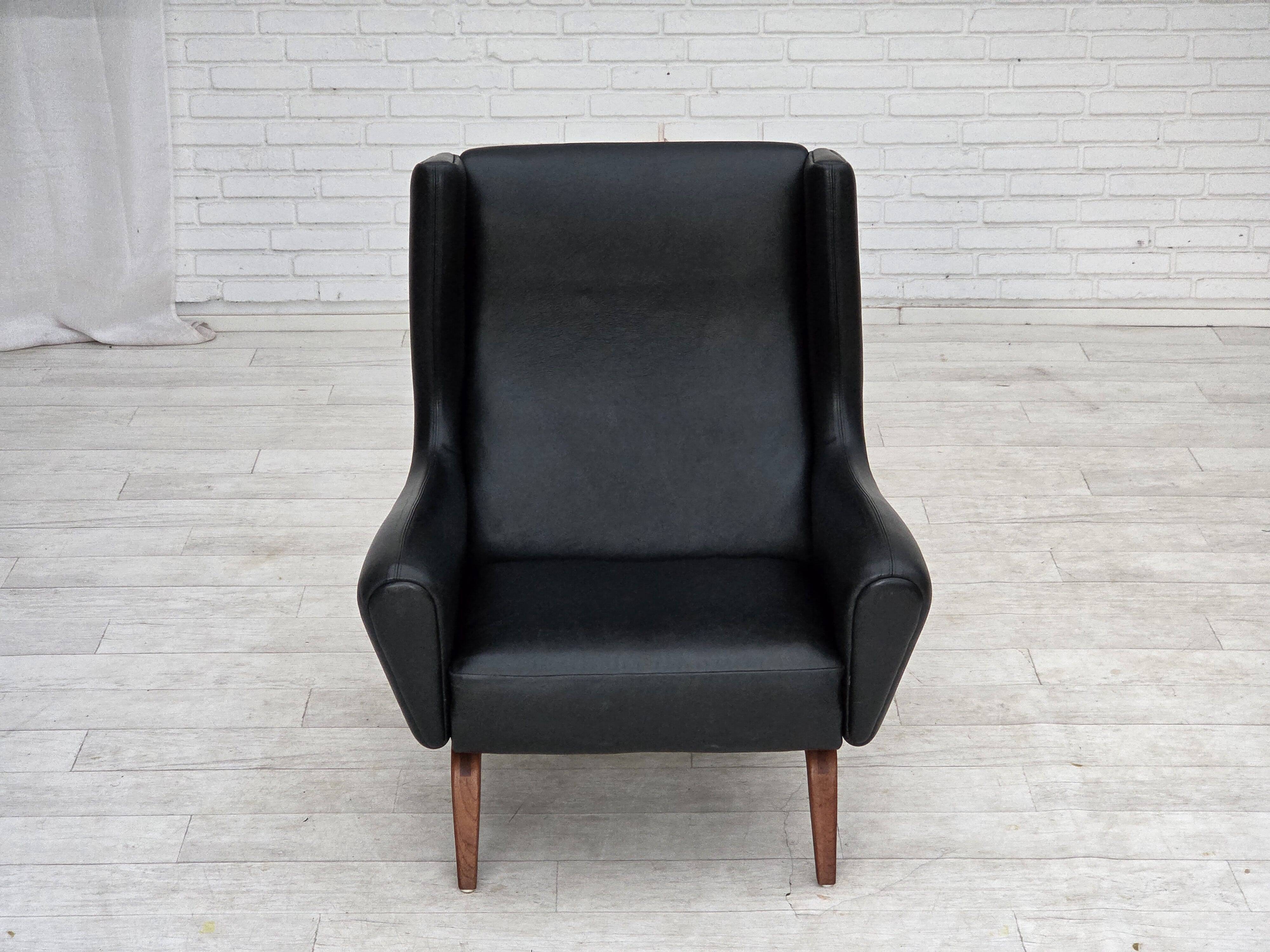 1960s, Danish design by Illum Wikkelsø, armchair, model 110, leather, teak.