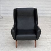 Années 1960, design danois par Illum Wikkelsø, fauteuil, modèle 110, cuir, teck.