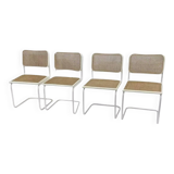 Set of 4 Cesca b32 model chairs in white by Marcel Breuer