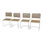 Set of 4 Cesca b32 model chairs in white by Marcel Breuer