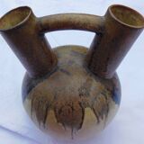 POLYCHROME GLAZED CERAMIC PITCHER - PROBABLY DENBAC TO CHECK