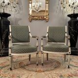 Pair of armchairs in lacquered wood from the directoire period circa 1795