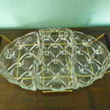 Aperitif servant, sauce, with 3 glass ravines and gold metal support - Design - 60s