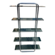 Bauhaus style bookcase with modular wall shelf, glass and chrome