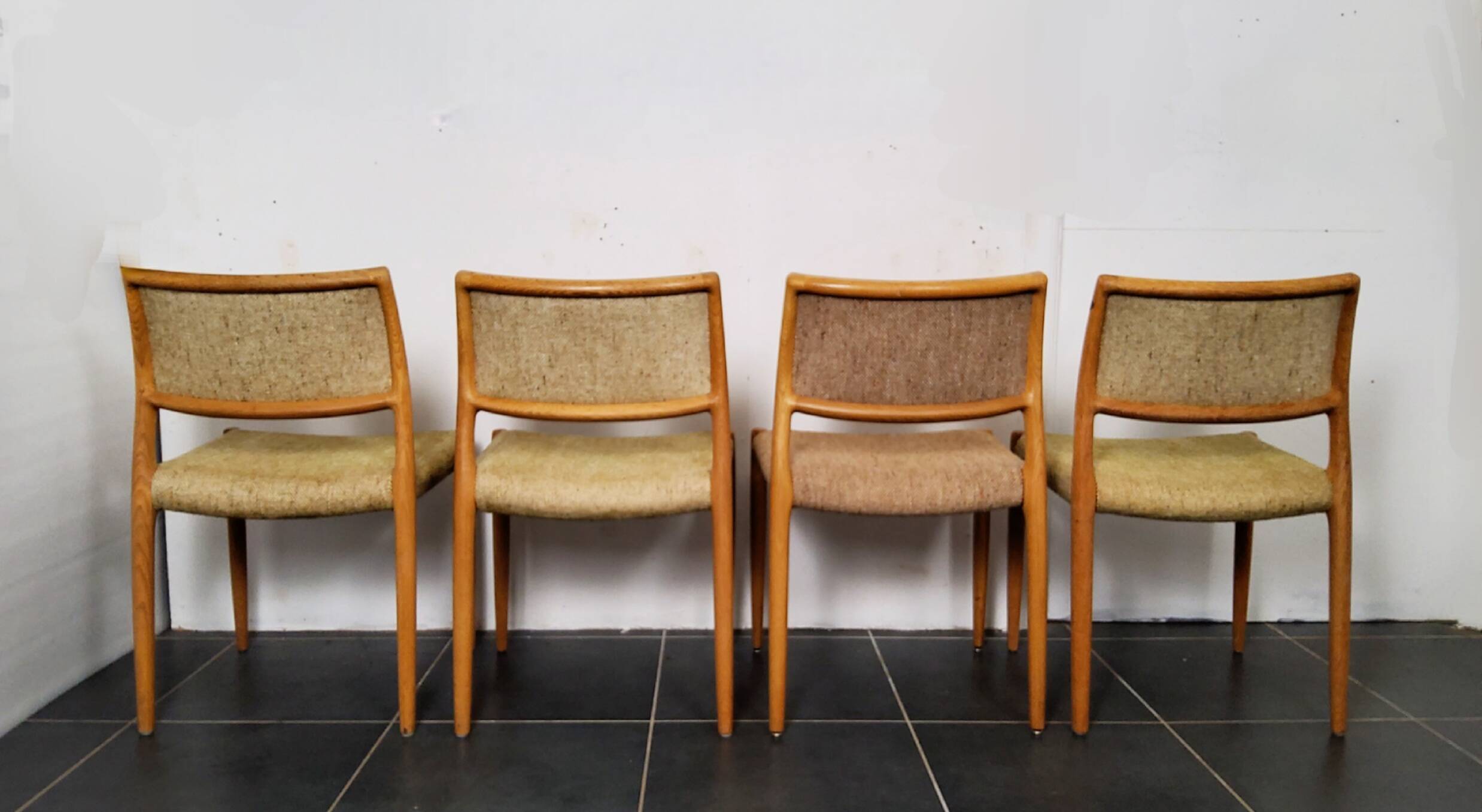 4 Scandinavian chairs model 80 by Niels O. Møller, Denmark