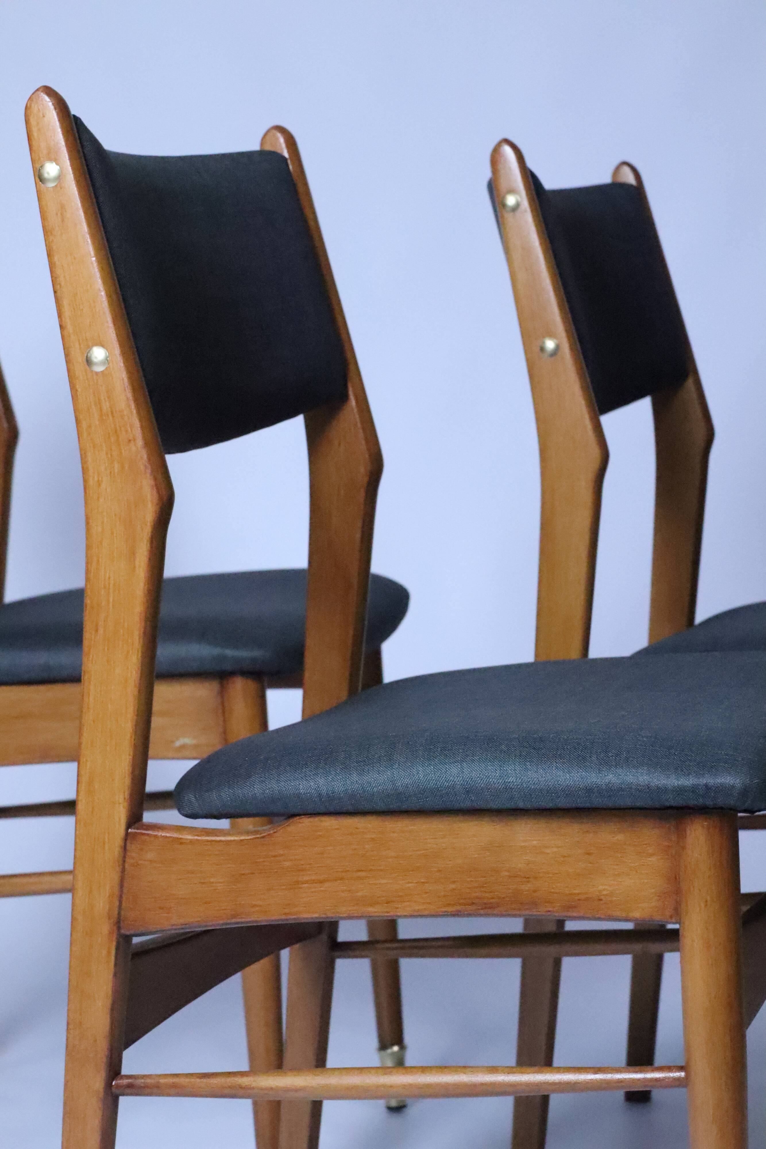 Lot de 6 chaises scandinaves pour salle à manger, tissu gris acier, facile d'entretien