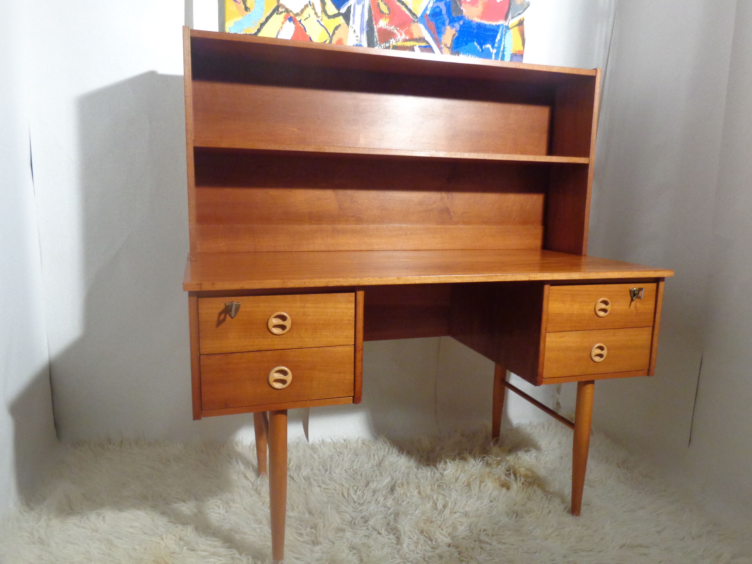 Scandinavian vintage 1960s desk with removable shelf