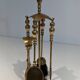 Neoclassical Brass Fire Tool Set with Arch and Ornate Balls.