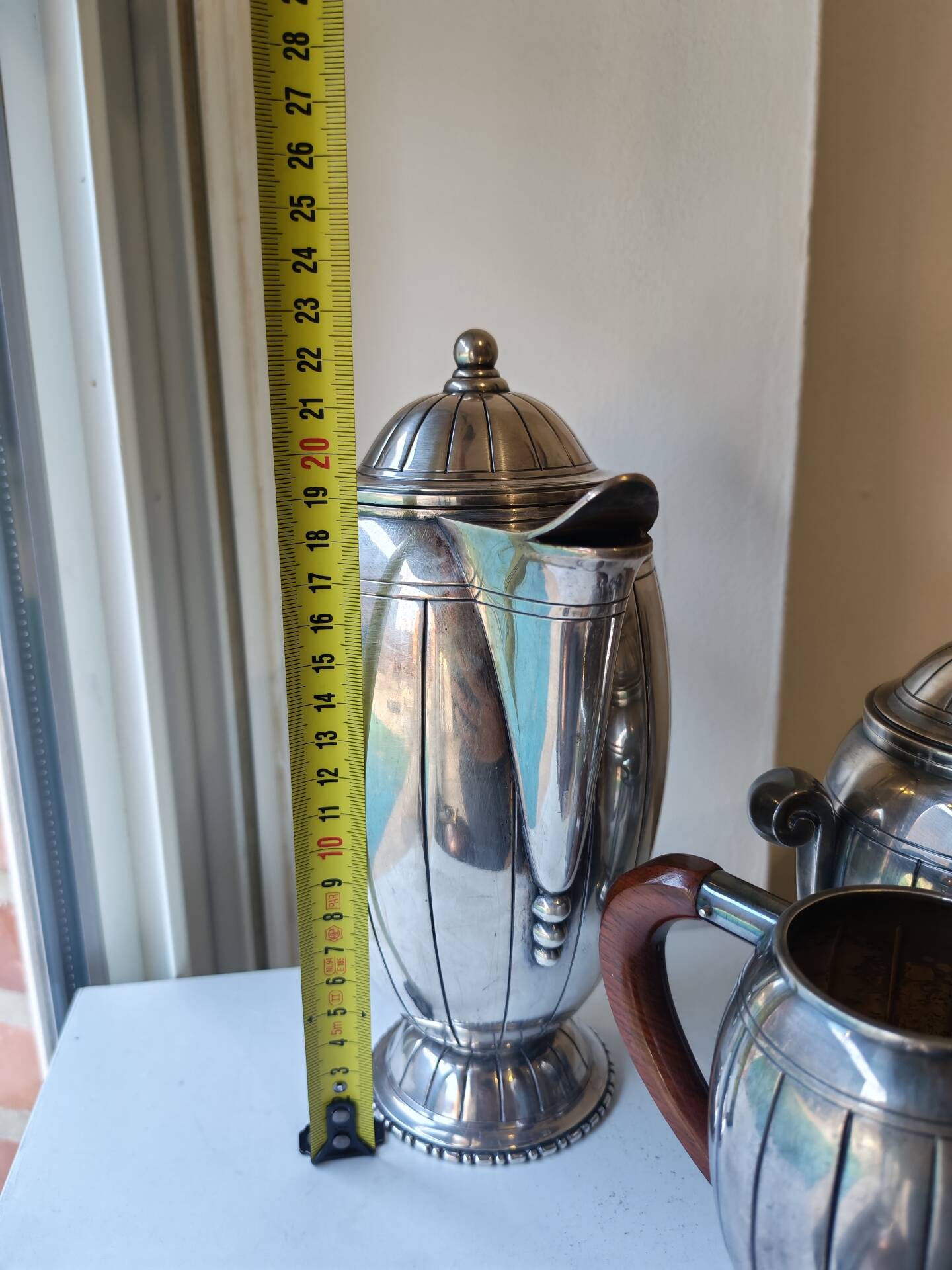 Tea and coffee service in silver-plated metal and wood from the 1930s Art Deco - Wine