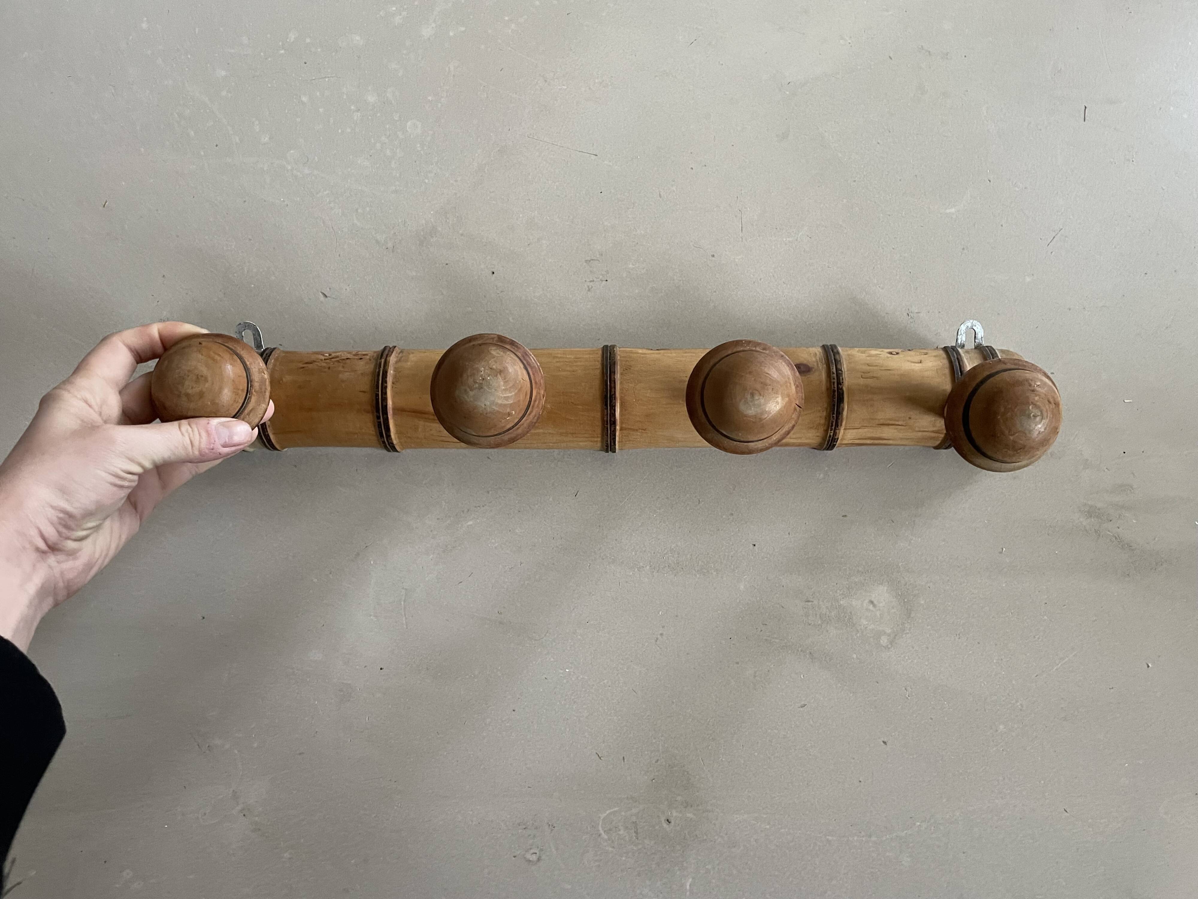 Vintage wooden wall coat rack