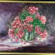 Painting painting bouquet of red peony flowers