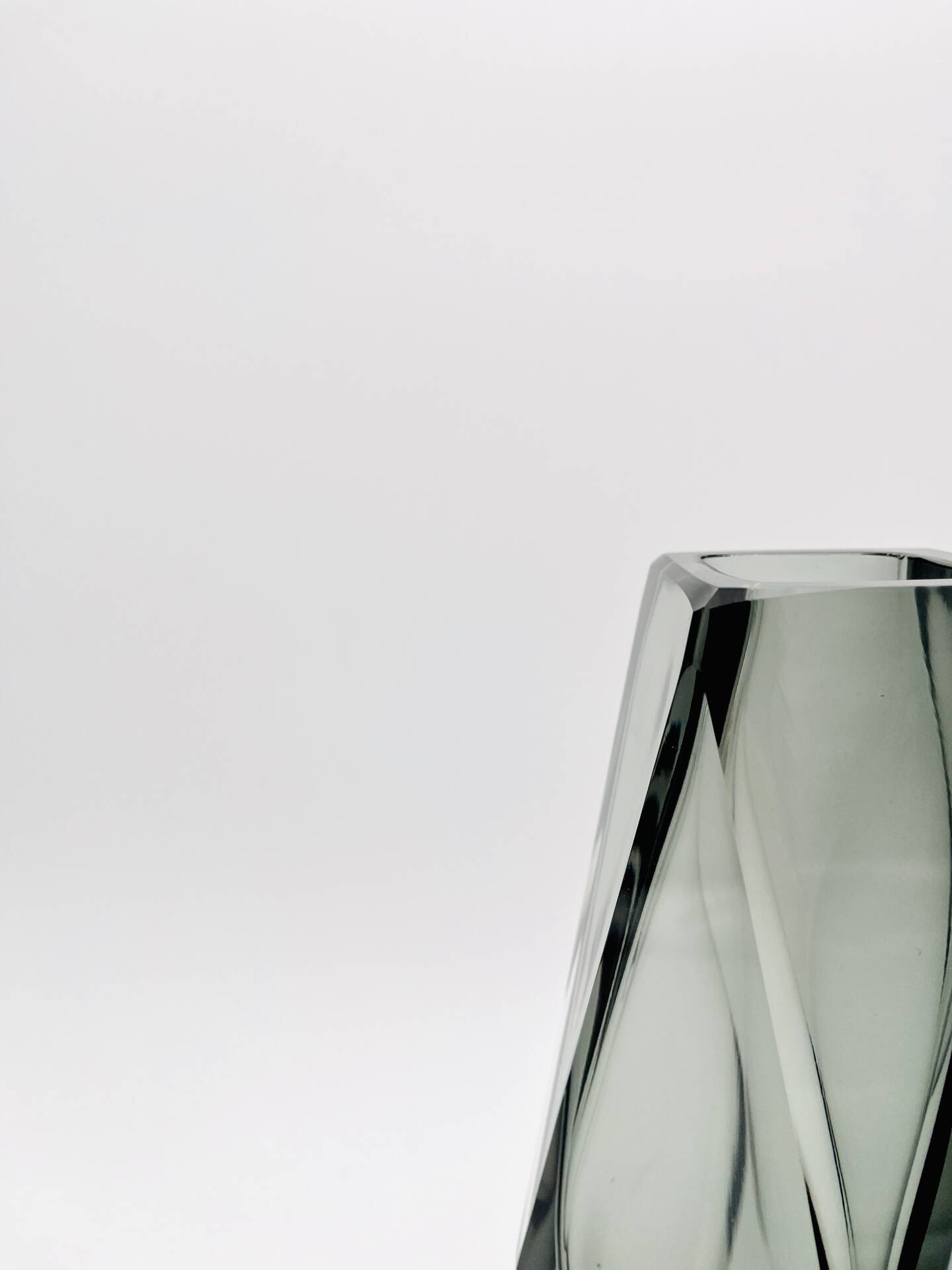 XXL Murano Sommerso Vase Alessandro Mandruzzato 27cm Grey Smoke