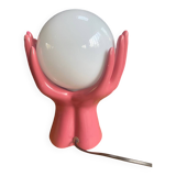 Pink ceramic hand lamp