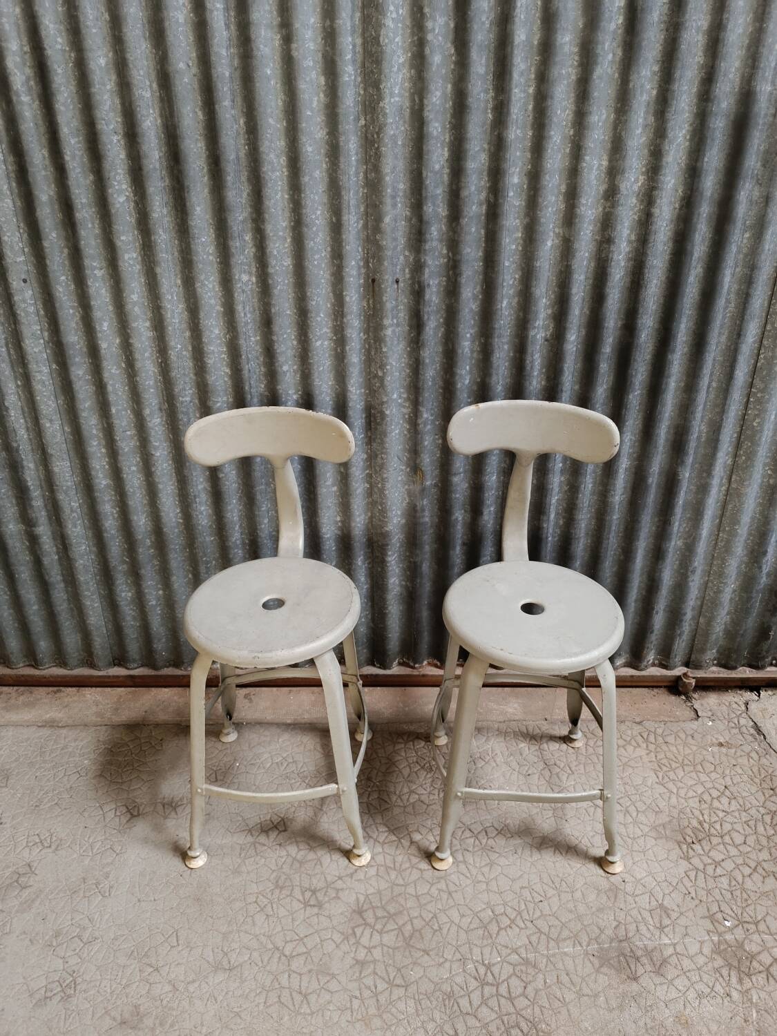 Pair of Nicole Vintage high chairs - Workshop stool