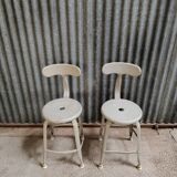 Pair of Nicole Vintage high chairs - Workshop stool