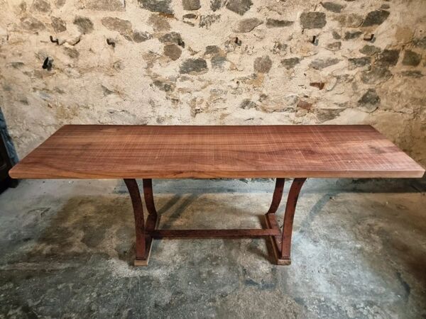 Table industrielle vintage en fer et bois massif