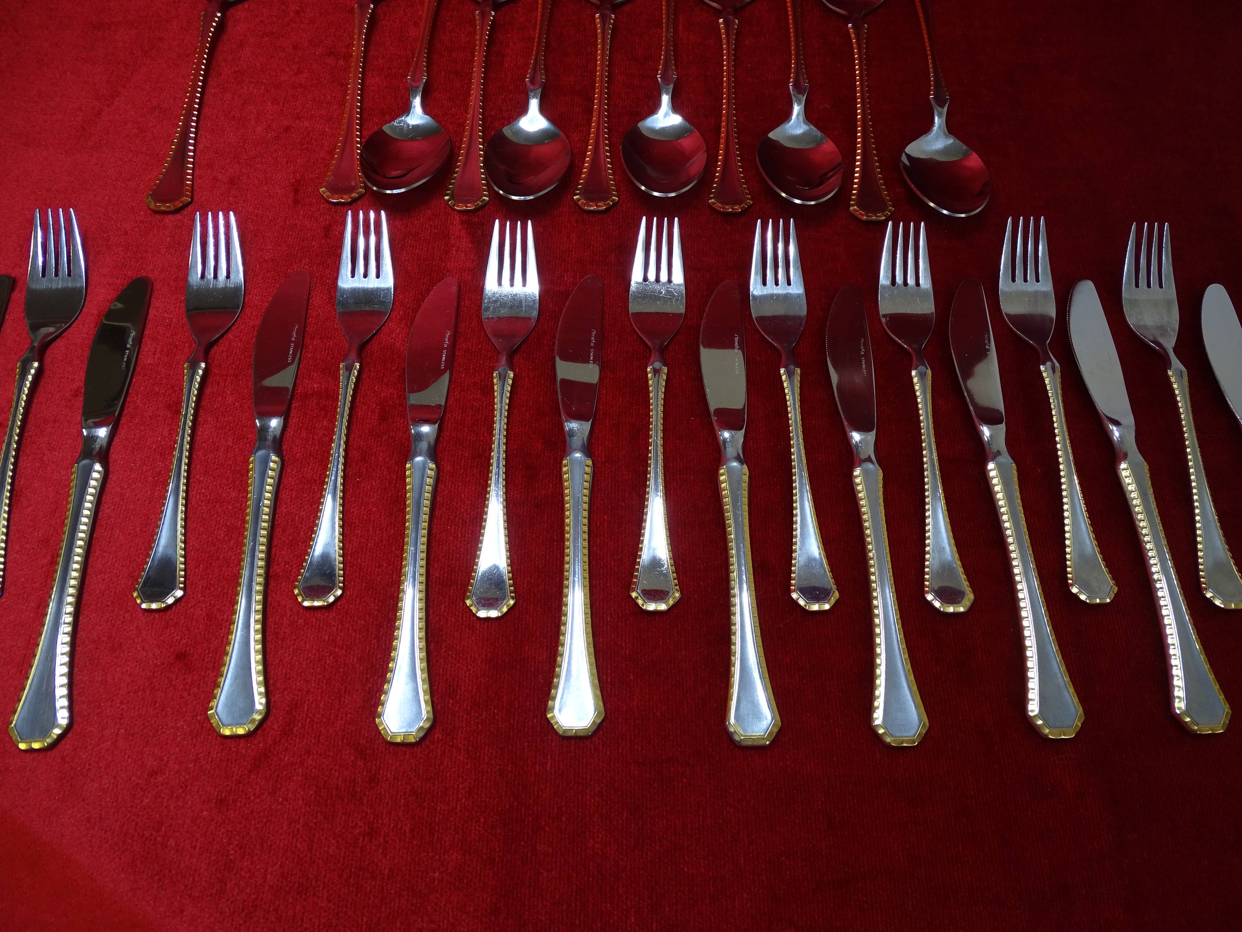 Householder Solingen Bestecke gold-plated 59 pieces in briefcase and bulk