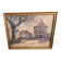 Vintage French watercolour of a village with a church, signed, from 1931