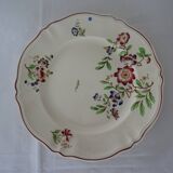 Large round dish 512112 Sarreguemines faience old flowers STRASBOURG