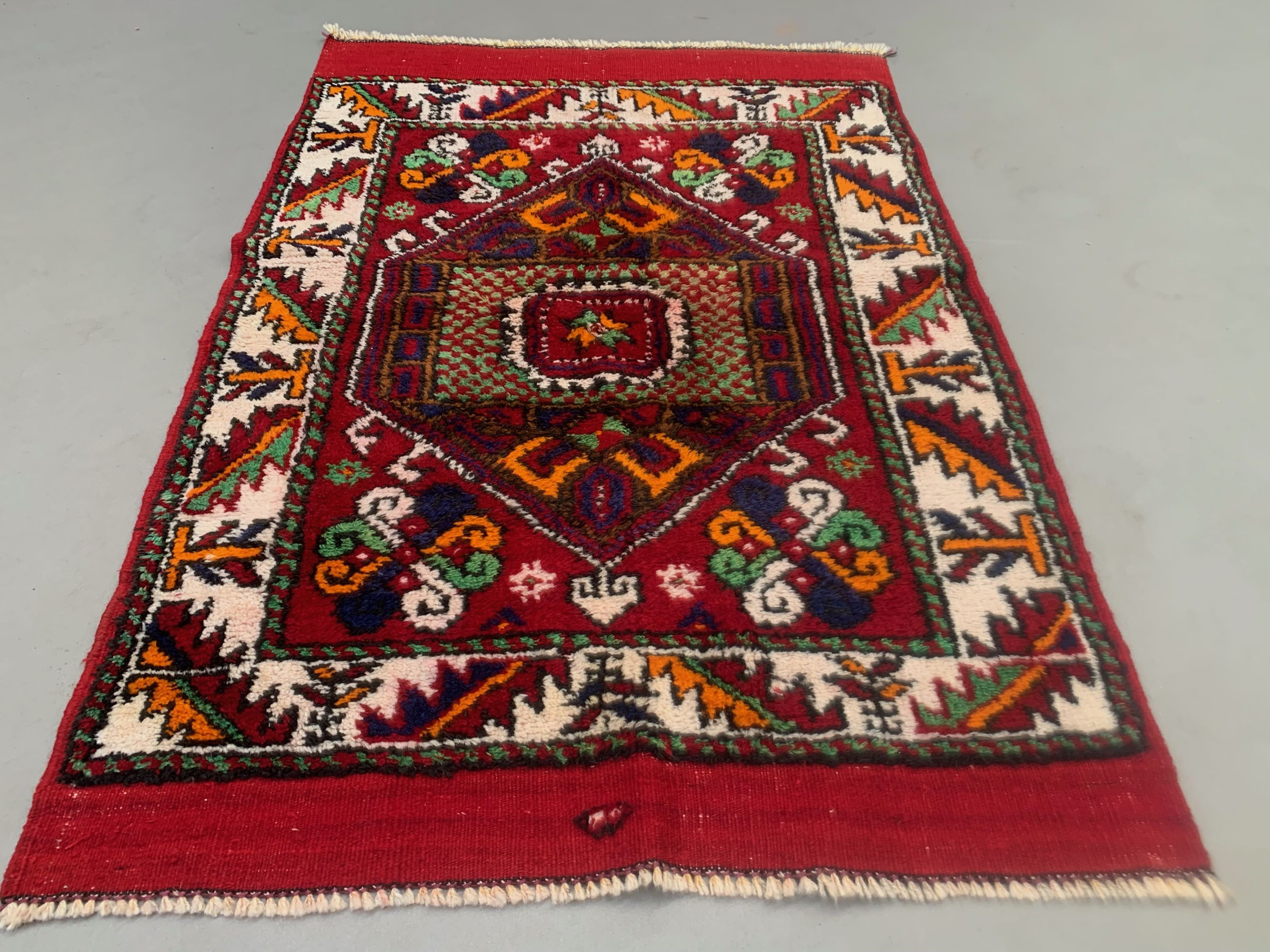 Vintage western Turkish rug oriental 120x80 cm tribal carpet, red