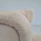 1970s, Danish wingback armchair, original condition, furniture velour, ash wood.