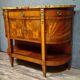 Commode / Half-moon sideboard inlaid – Marble top – Louis XVI style -