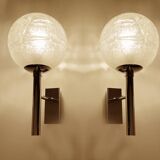 Pair of Murano Glass Chrome Wall Lights