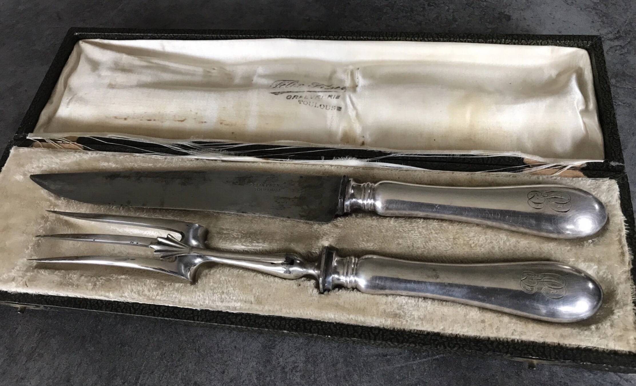 Carving cutlery set for leg of lamb, félix frères silverware