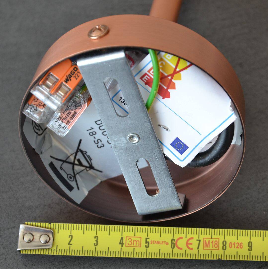 Frosted glass wall light and copper support