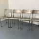 Chaises de salle à manger françaises Memphis Architectural en acier inoxydable, lot de 4, années 1980