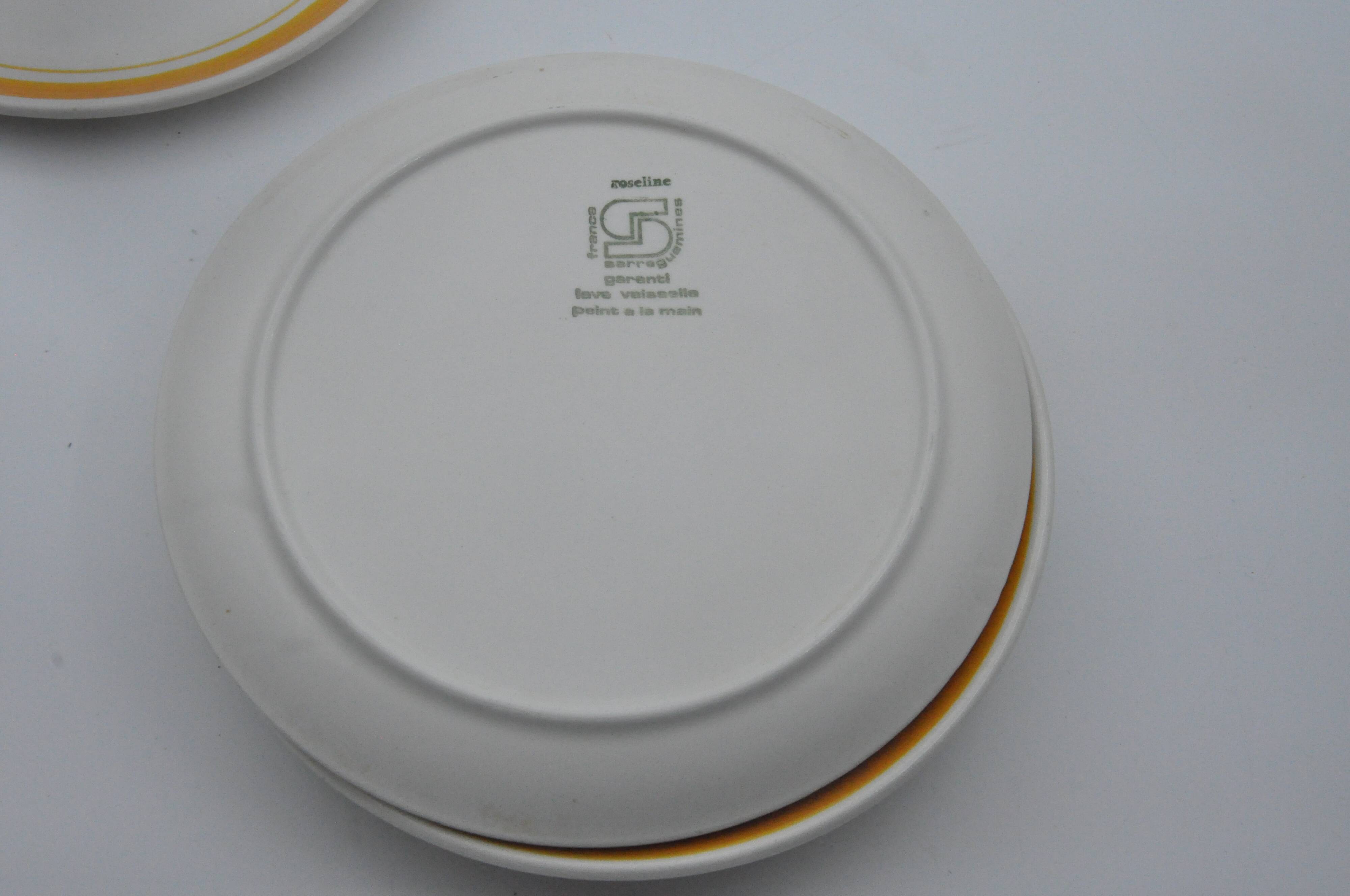 Old service 5 plates sarreguemines model roseline collection art table