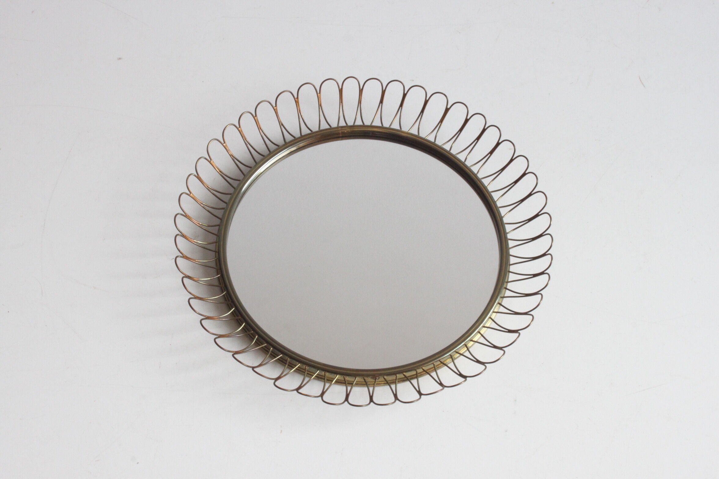Brass loops mirror by Josef Frank for Svensk Tenn, Sweden 1950s.