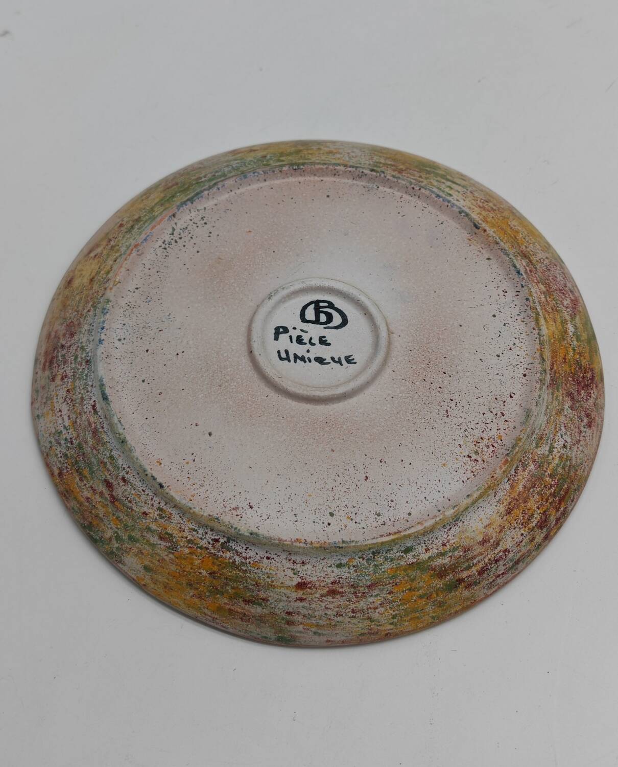 Large 27.5cm bowl signed Bernard Buffat "bird decoration"