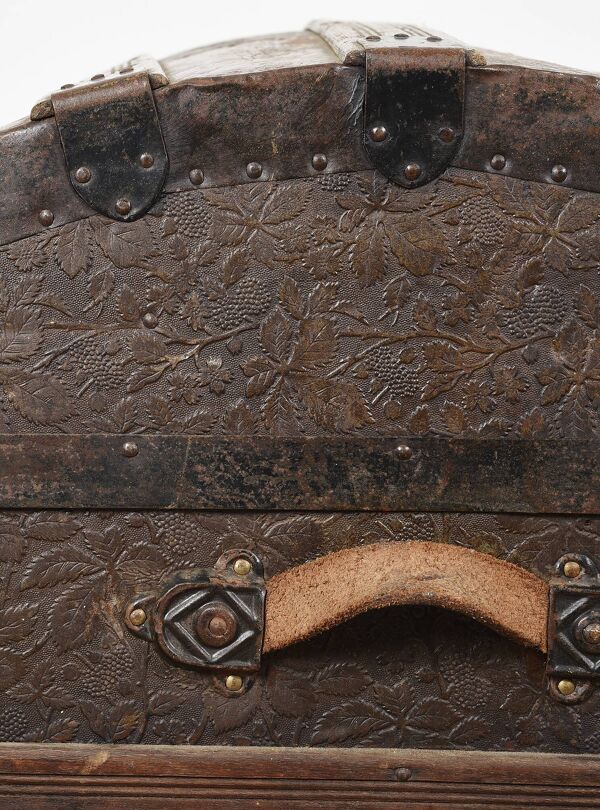 Malle de victorienne, coffre de voyage à vapeur, XIXème.