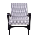 Black and white Mid Century Armchair made in ´50s Czechia. Fully Restored.